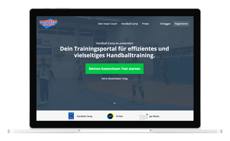 Screenshot Handball-Coach Landingpage